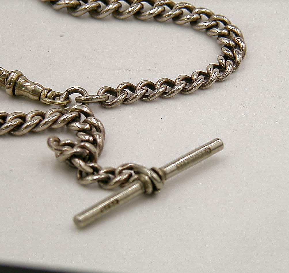 Engraved Link Antique Pocket Watch Chain in 14 Karat Yellow Gold - 14.5  Inches - Circa 1920's